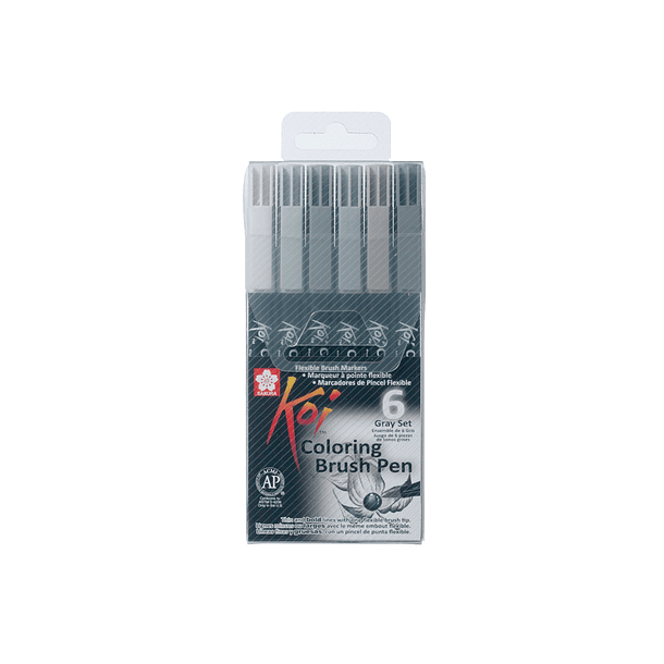 Plumon Acuarelable Koi Coloring Brush Set 6 Grises 