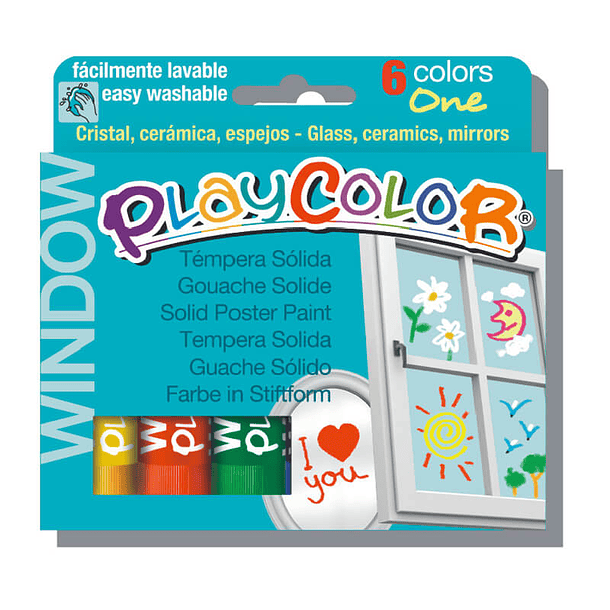 Tempera Solida Vidrio Playcolor 6 colores