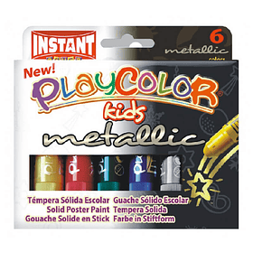 Tempera Solida Metalizada Playcolor 6 colores.