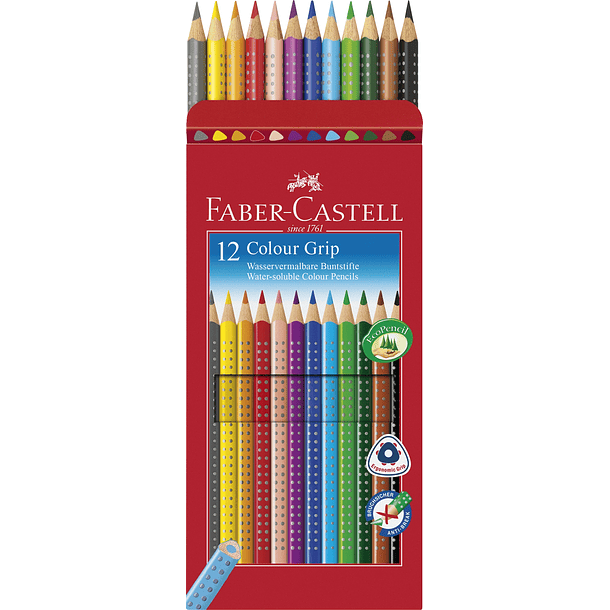 Lápices de color acuarelables Grip estuche x12 