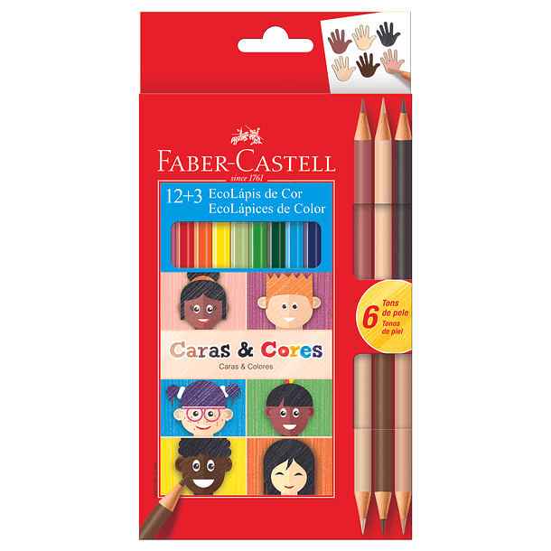 Ecolápices caras y colores x12 + 6 especiales 
