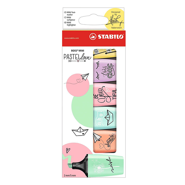 6 Mini Destacador Boss Pastel Wallet 