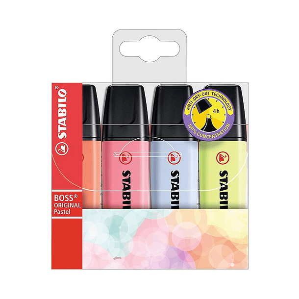 Destacadores boss 4 colores pastel Limon Cherry 
