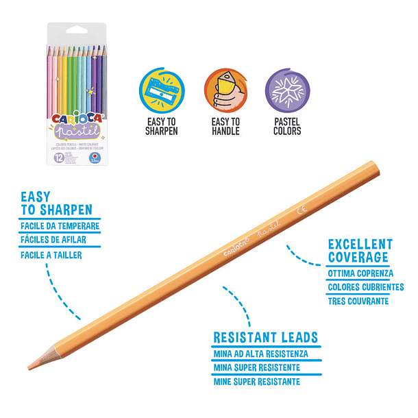 12 lápices hexagonales Pastel - Carioca 2