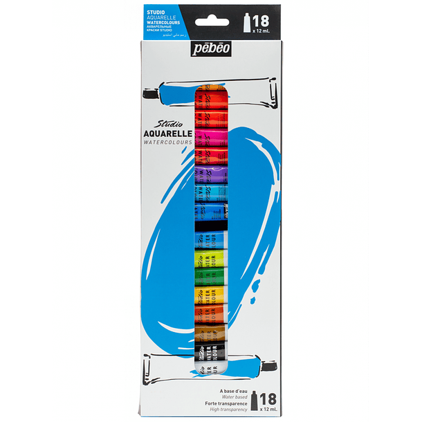 Acuarela en Tubos Pebeo Studio Set 18 colores 
