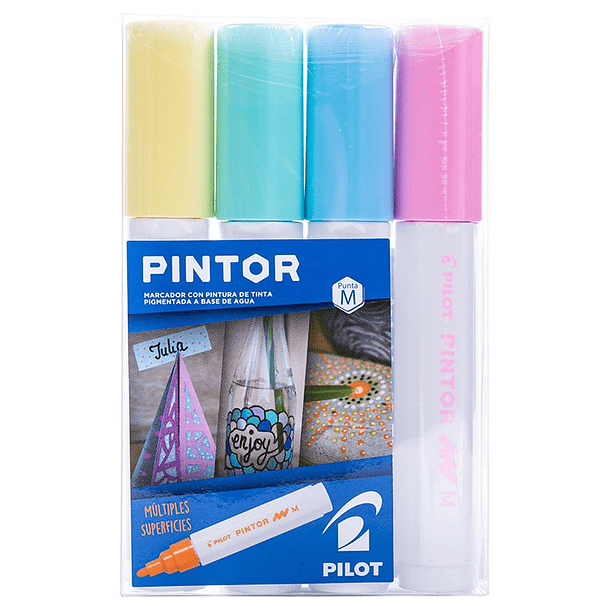 Set Pilot Pintor Medio Amarillo, Verde, Celeste y Rosa Pastel 