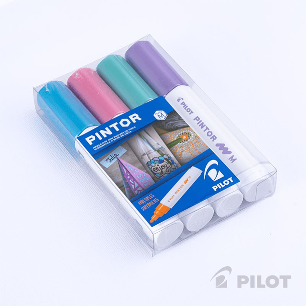 Set Pilot Pintor Medio Violeta, Rosa, Verde y Azul Metalizados  