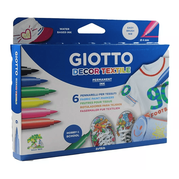 Marcador Giotto Decor Textil x 6 colores  