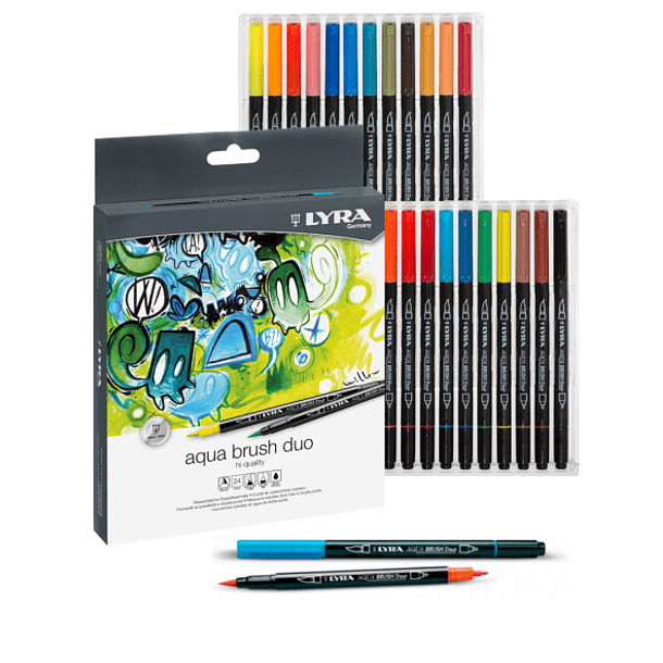 Marcador Artístico Lyra Aqua Brush Duo x 24 Colores  