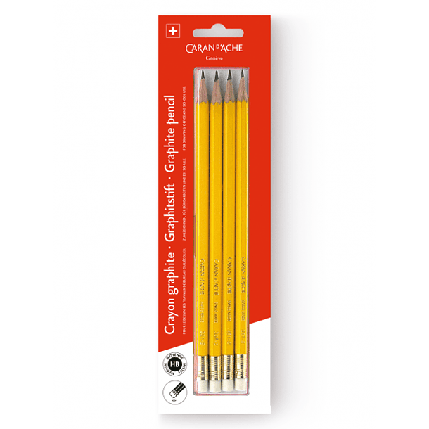 Lápices Grafito Caran D Ache Edelweiss Set HB Con Goma Set 4 