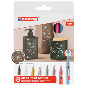 Marcadores al Óleo Permanentes Edding Set 8 Colores Metálicos Punta 1-2mm