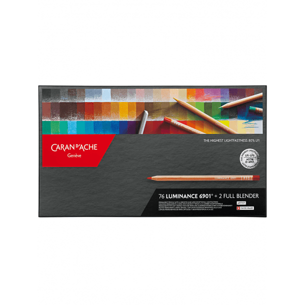Lápices de Colores Luminance 6901 Caran D Ache Set 76 Colores + 2 Blender 