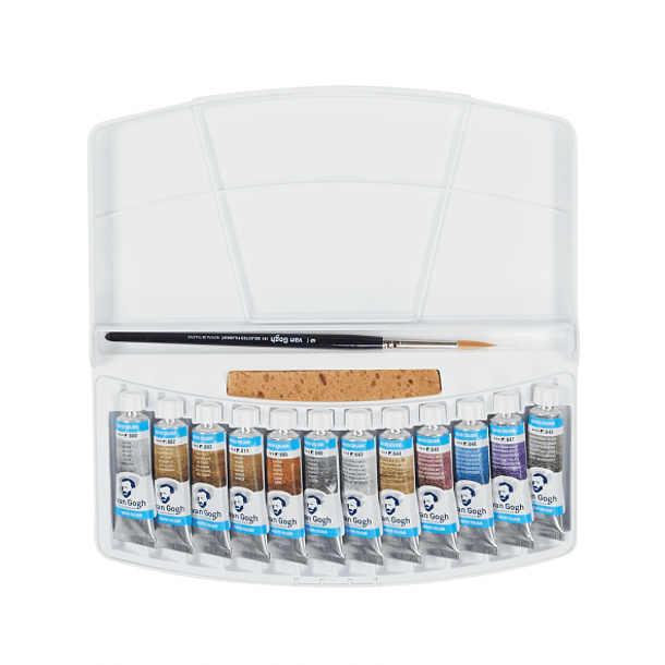 Acuarela en Tubos Van Gogh Set 12 Colores Metálicos y De Interferencia 