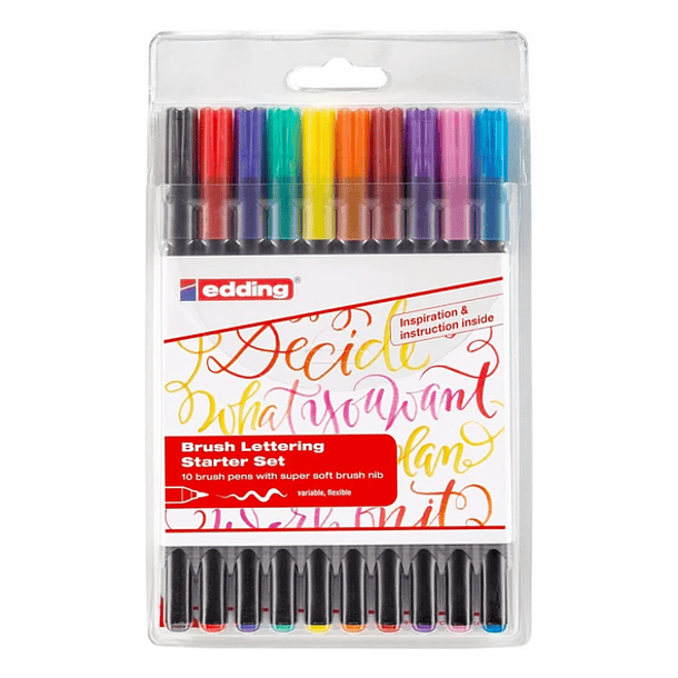 Marcadores Punta Pincel Edding Set 10 colores 