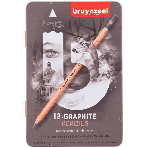 Lápices Grafito Bruynzeel Expression Caja 12 Gradaciones 