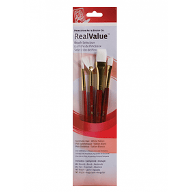 Pinceles Princeton RealValue Mango Corto Rojo Pelo Sintético Taklon Blanco Set 4 (1)