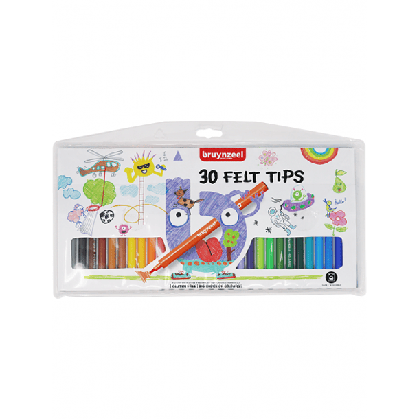 Marcadores Felt-Tip Niños Bruynzeel Set 30 