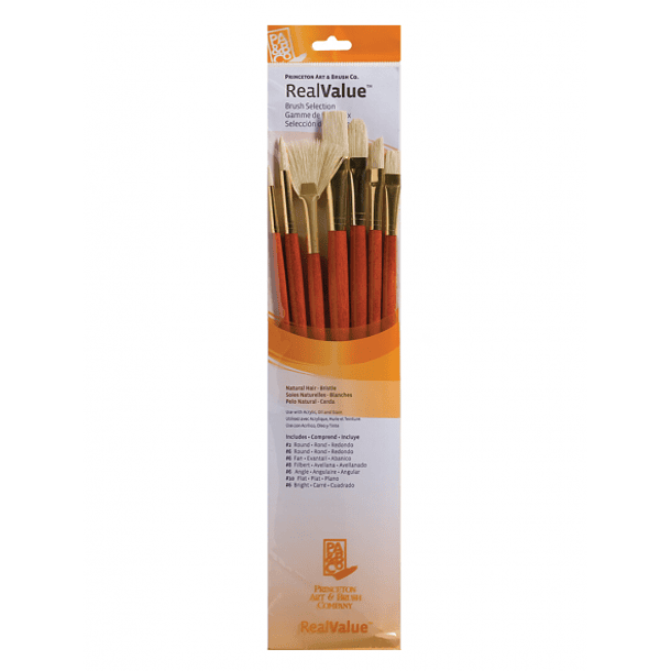 Pinceles Princeton RealValue Mango Largo Pelo Natural Cerda Set 7 