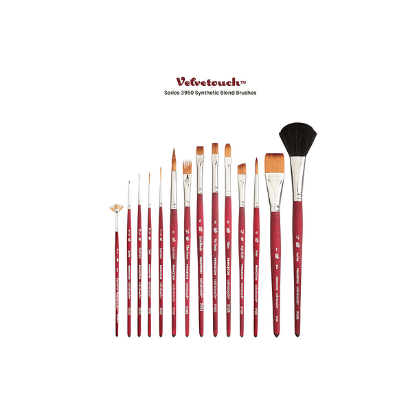 Pincel Técnica Mixta Velvetouch Princeton Sintético - Avellanado Puntas N°3/8'' (Filbert Grainer) 3