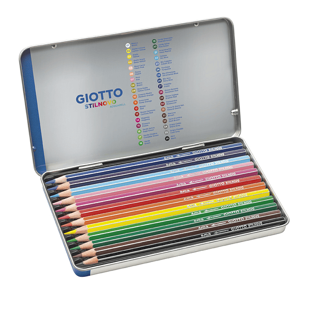 Lápiz Giotto Stilnovo Acuarelable x 12 colores Estuche lata 3