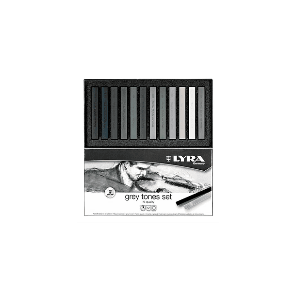 Pastel Tiza Lyra Polycrayons Tonos Grises x 12 col. 2