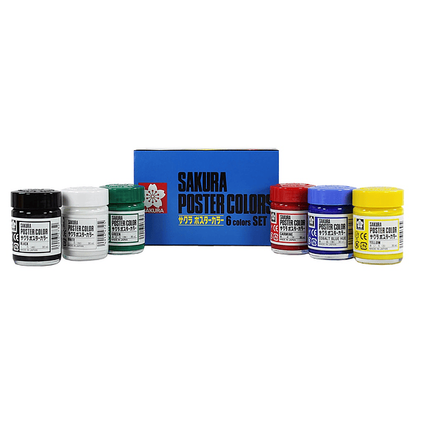 Témpera Profesional Poster Color Sakura 6 Colores 1