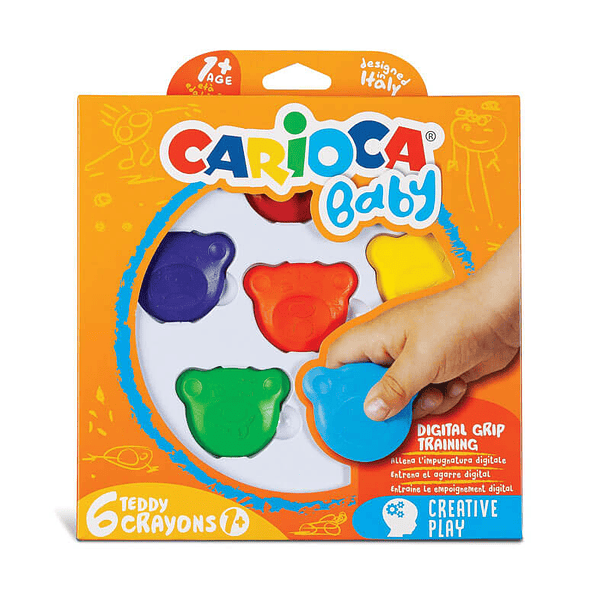 Crayones carioca Teddy Baby Ergonometricos 6 Colores 