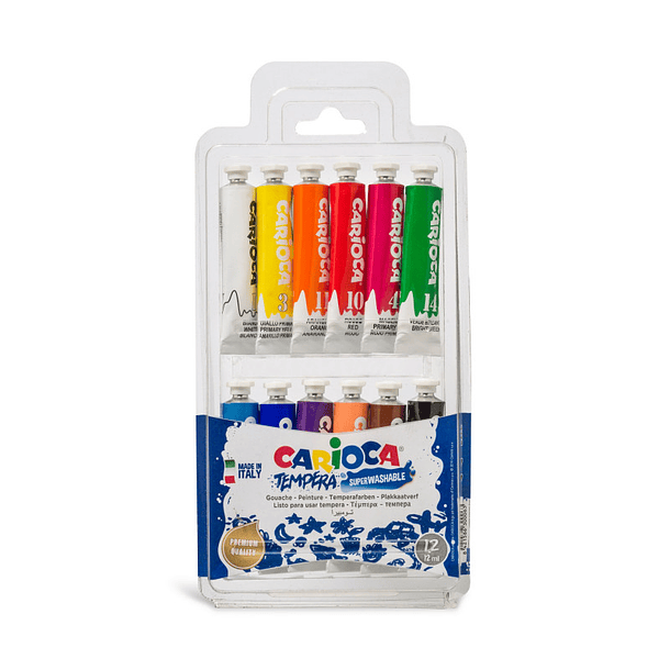 Tempera en Pomo 12 colores 12 ml. Carioca  1