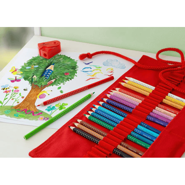 Estuche enrollable Grip Color Rojo x 18 un acuarelbales + sacapuntas 3