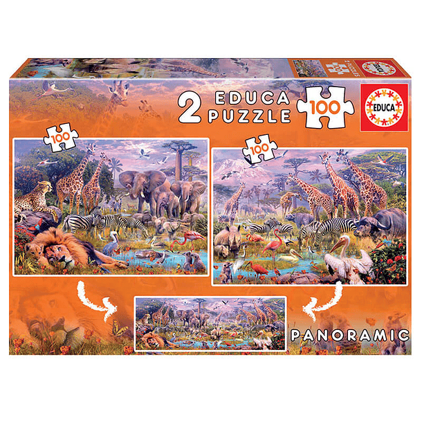 Puzzle 2x100 pcs 40x28 Animales Salvajes 