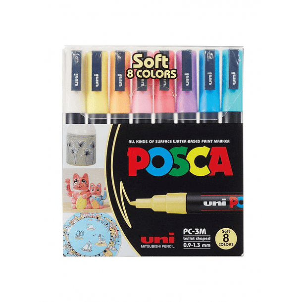 Marcadores Posca 3M Set 8 Colores Pastel  1