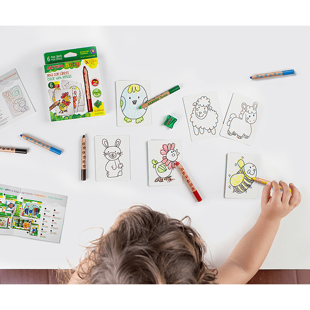 Estuche 6 lápices de colores para bebés con cartas de colorear  5