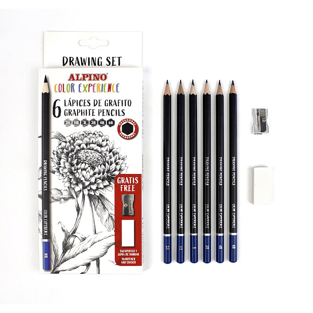 Alpino Color Experience 6 Lápices de Grafito para dibujo artístico + Sacapuntas + Goma de borrar 3