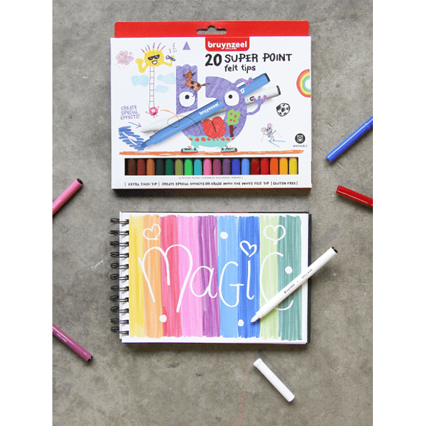 Marcadores Bruynzeel Felt-Tip Niños Punta Gruesa 20 Colores 3
