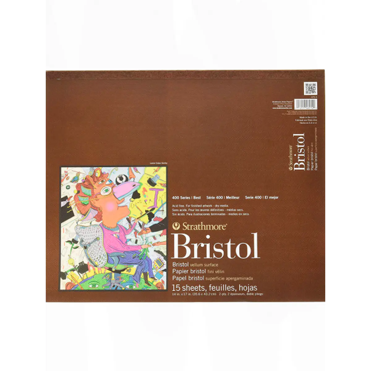Bloc De Papier Bristol Strathmore 400 Series - 15 Feuilles 35,6x43,2cm, Surface Lisse, Pour Dessin Et Encre