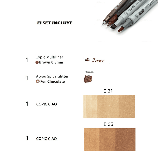 Marcador Copic Ciao Doodle Pack Cafe Set 4 Unid 2