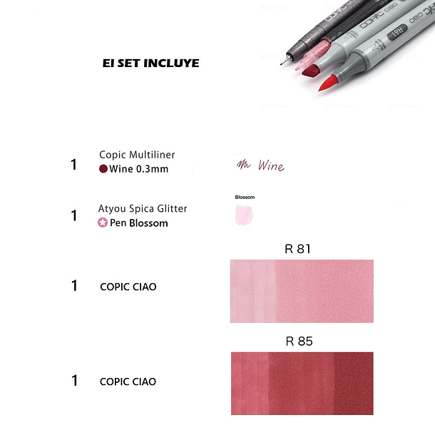 Marcador Copic Ciao Doodle Pack Rosa Set 4 Unid 2