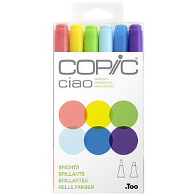 Marcador Copic Ciao Brillantes Set 6 Unid