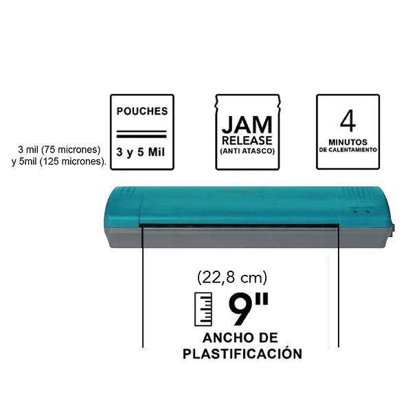 Plastificadora de Papel A4 Inspire Plus Turquesa Swingline 2