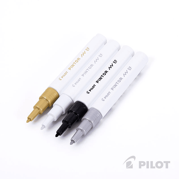 Set Pilot Pintor Ex. Fino Blanco-Negro-Oro y Plata  2
