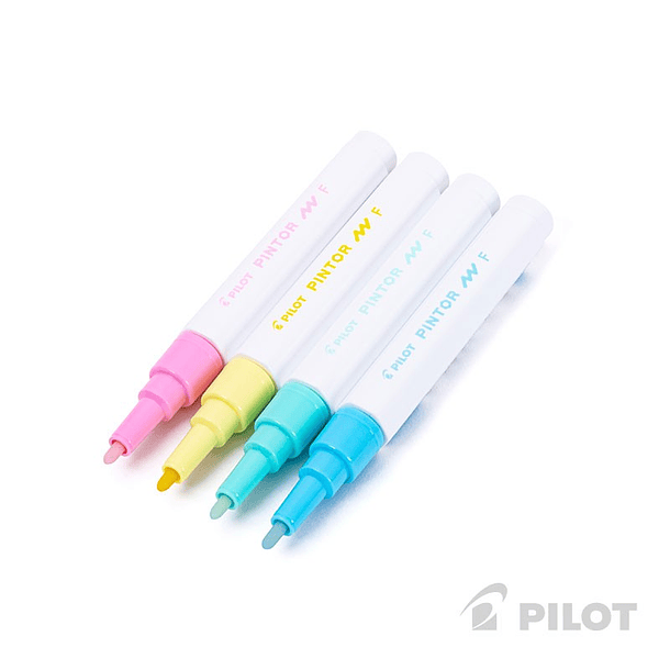 Set Pilot Pintor Fino Verde, Celeste, Amarillo y Rosa Pastel 2