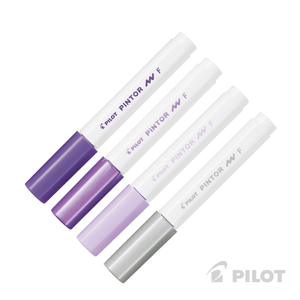 Set Pilot Pintor Fino Violeta, Plata, Violeta Pastel y Violeta Metálico 2