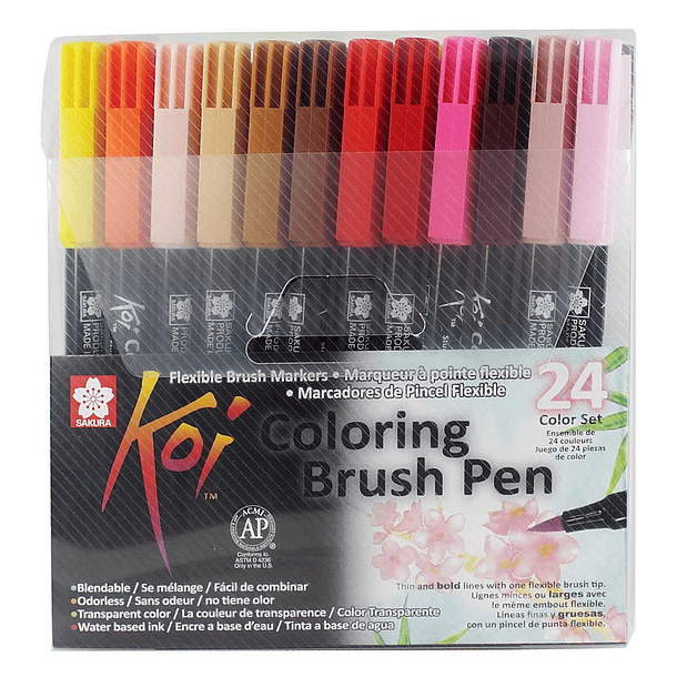 Plumon Acuarelable Koi Coloring Brush Set 12 Colores 