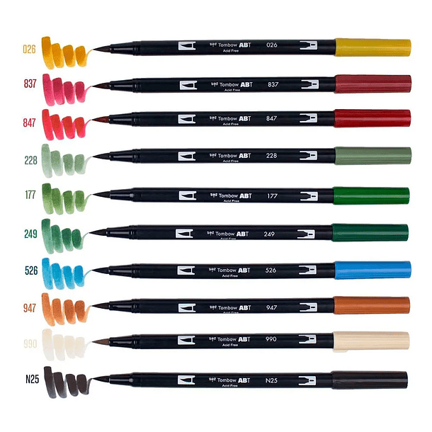 Dual Brush Pen Set 10 Colores Holyday 2