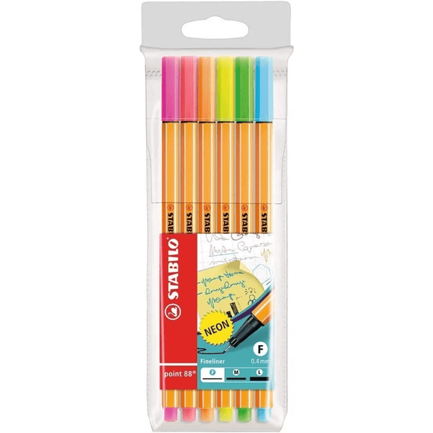Fineliner Stabilo Point 88 Set 6 Colores Neon 