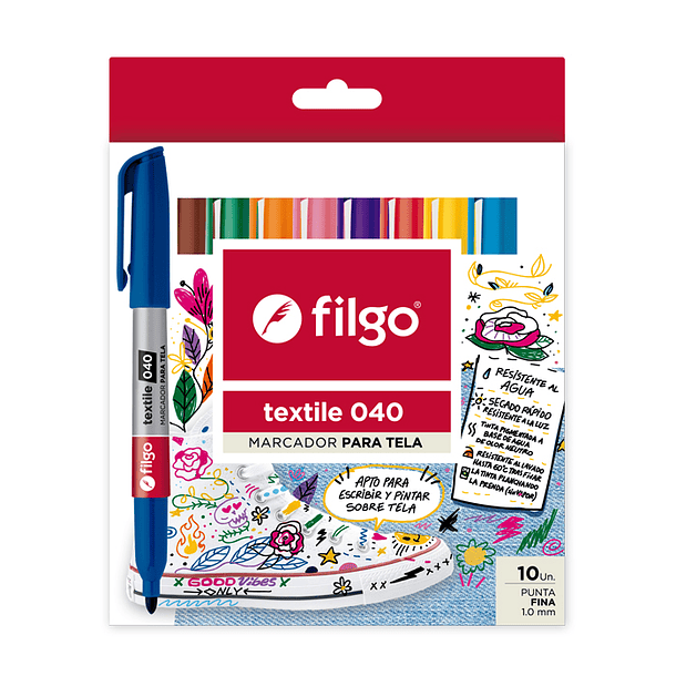 Marcador para Tela Textile 040 Filgo 10 Colores Surtidos 1