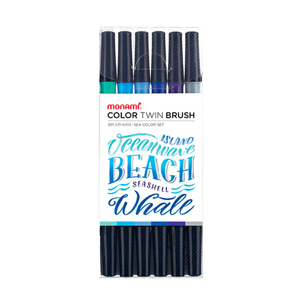 Marcador Doble Punta Tipo Pincel 6 Colores Mar 