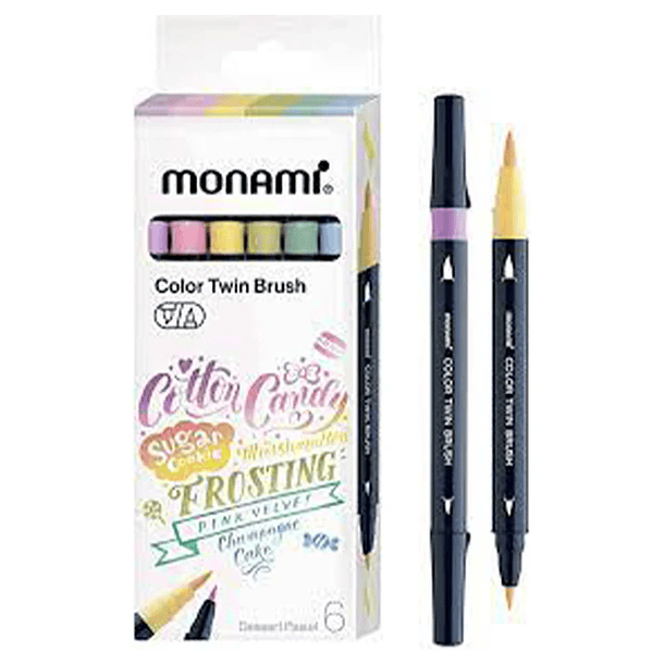 Marcador Doble Punta Tipo Pincel 6 Colores Pastel 