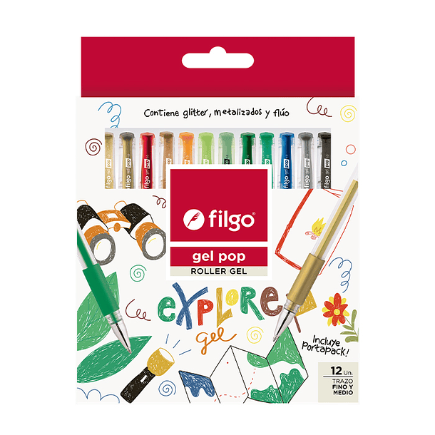 Roller Gel Pop Filgo 12 Colores Explore 1
