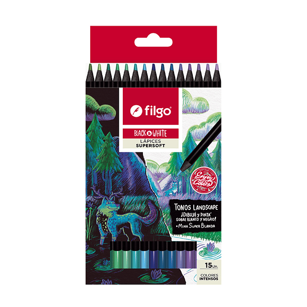 Lapices Color Filgo Black-White 15 Colores Landscape 2